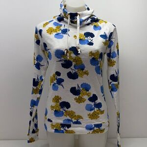 Joules Floral Cowl Neck Hoodie Sweatshirt Women Size 6 M Cotton Pullover